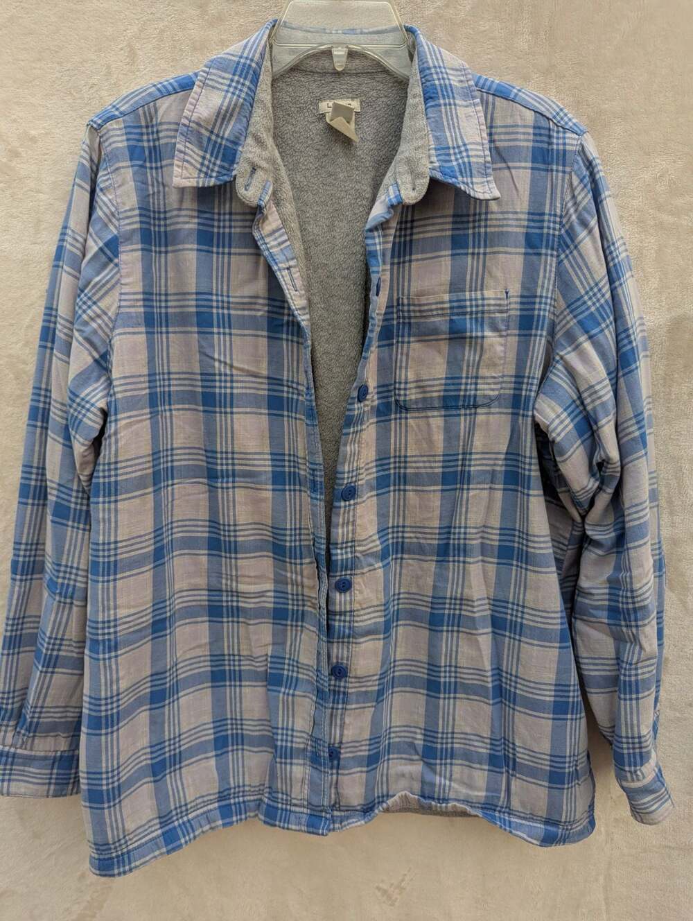 L.L. Bean Fleece Lined Button-Down Flannel Shirt Women's Size L Regular